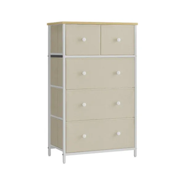 Rootz Living Byråer>Rootz Förvaringsskåp - Spånskiva Ståltyg Låda Front - Camel Yellow Cream White - Stor 30 x 56 x 93 cm - Lätt - Rymlig - Enkel montering