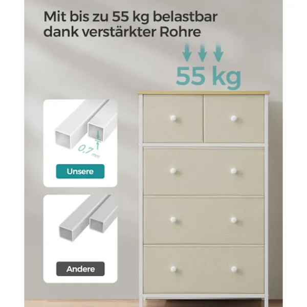 Rootz Living Byråer>Rootz Förvaringsskåp - Spånskiva Ståltyg Låda Front - Camel Yellow Cream White - Stor 30 x 56 x 93 cm - Lätt - Rymlig - Enkel montering