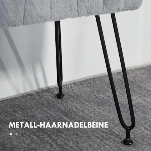 Rootz Living Pallar>Rootz fuskpäls vadderad bänk - stoppad sits - entré hall bänk - grå - eukalyptus trä - metall ben - 82 cm x 30 cm x 47 cm
