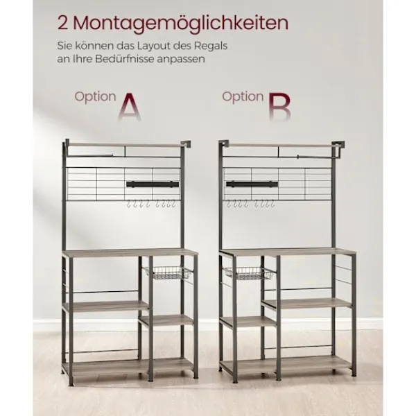Rootz Living Köksö>Rootz Greige Svart Köksförvaringsställ - Spånskiva stål Organizer - Skafferi Hylla - Heavy Duty - 42cm x 90cm x 167,3cm