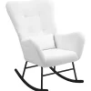 Rootz Living Fåtöljer>Rootz gungstol - fluffig stol - gliderstol - lyxig komfort - 67 cm x 95 cm x 100 cm - vit
