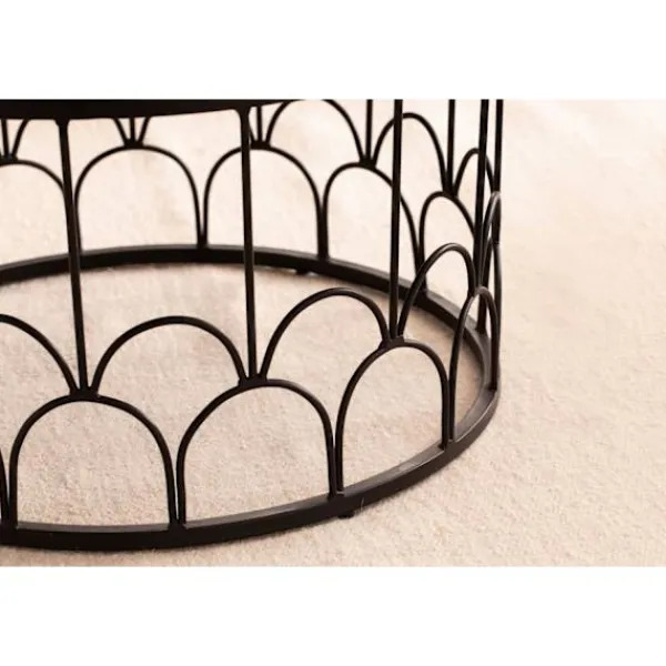 Rootz Living Soffbord>Rootz Handgjorda soffbord - Industriell design - Runt bord - Naturligt trä ådring - Handgjorda - 60cm x 60cm x 36cm - Mango massivt trä - Pulverlacker | Fyndiq