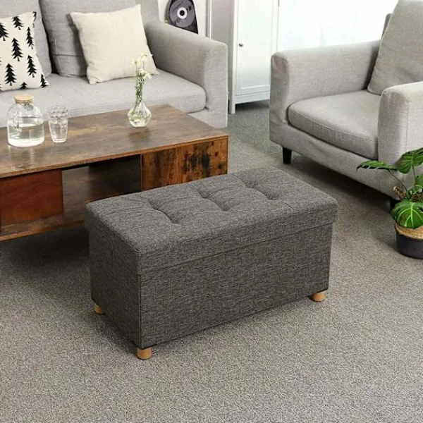 Rootz Living Kistor & Koffertar>Rootz Hocker - Puff - Förvaringsutrymme - Mörkgrå - 76 x 38 x 40 cm