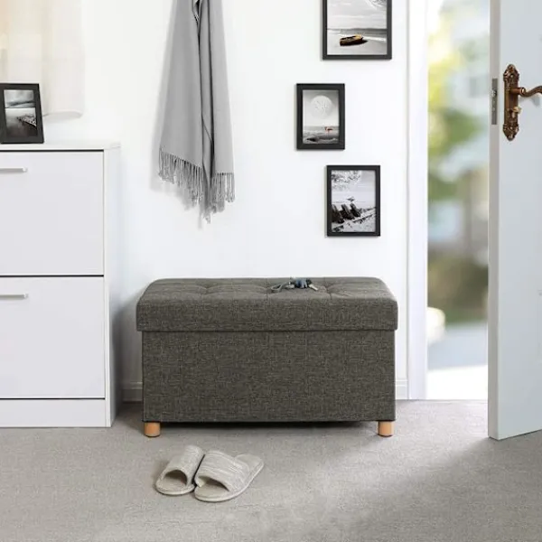 Rootz Living Kistor & Koffertar>Rootz Hocker - Puff - Förvaringsutrymme - Mörkgrå - 76 x 38 x 40 cm