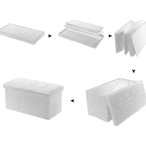 Rootz Living Kistor & Koffertar>Rootz hopfällbar förvaringspall med lock - Linne Ottoman - Stor kapacitet - Utrymmesbesparande - Bekväm sits - 76 cm x 38 cm x 37,5 cm