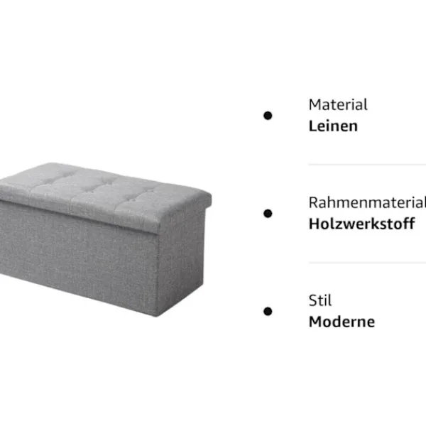 Rootz Living Kistor & Koffertar>Rootz hopfällbar förvaringspall med lock - Linne Ottoman - Stor kapacitet - Utrymmesbesparande - Bekväm sits - 76 cm x 38 cm x 37,5 cm