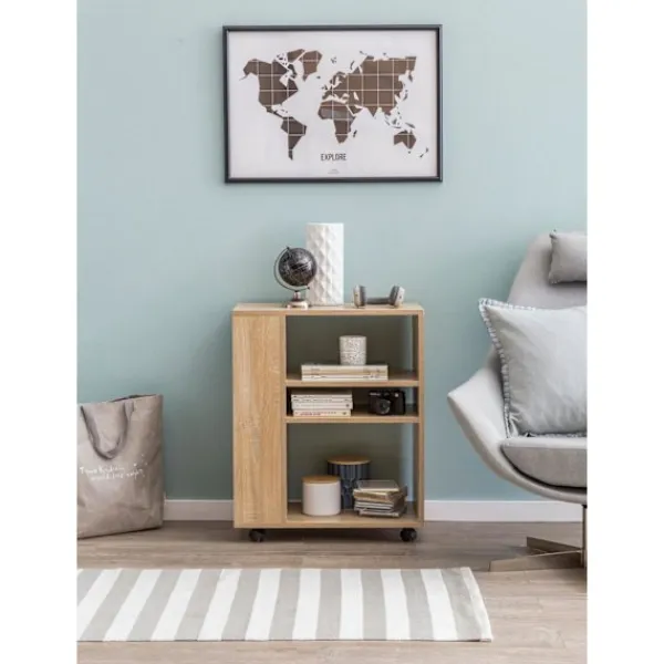 Rootz Living Hyllor>Rootz Hylla Sonoma 60x35x75 cm vagn med hjul trä - Smal kökshyll