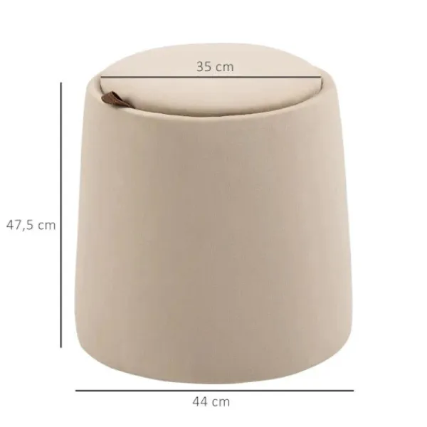 Rootz Living Sittpuffar>Rootz 2-i-1 pall - Soffbord - Sammetslook - Inklusive förvaringsutrymme och avtagbart lock - Beige - Ø44 cm x 47,5 cm