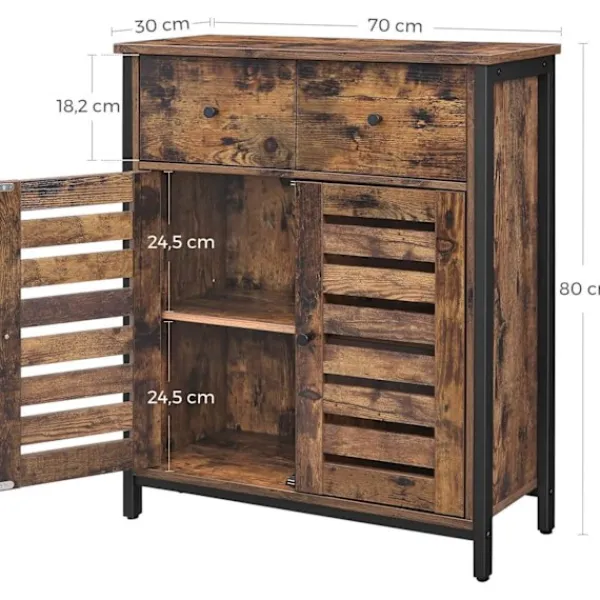 Rootz Living Skåp>Rootz Industriförvaringsskåp - Byrå - Bokhylla - Skänk - 2 dörrar och 2 lådor - 70 x 30 x 80 cm