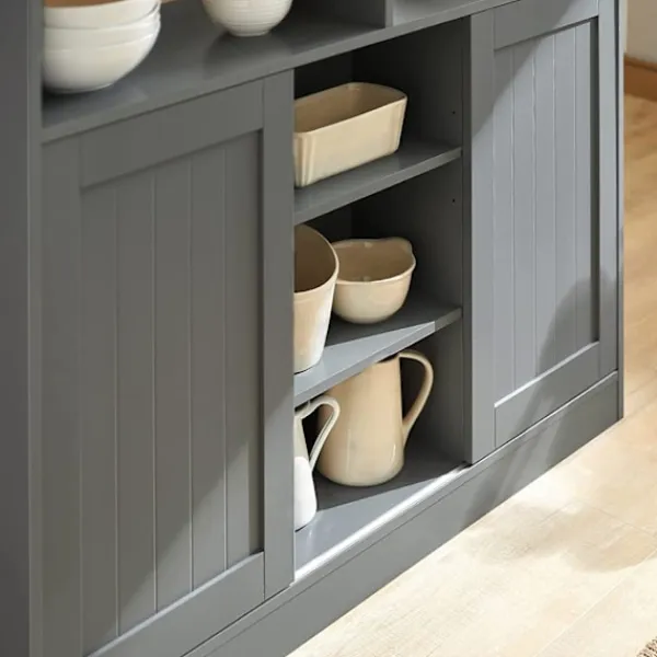 Rootz Living Köksö>Rootz Kitchen Island - Skänk med 2 skjutdörrar och vikbar bänksk