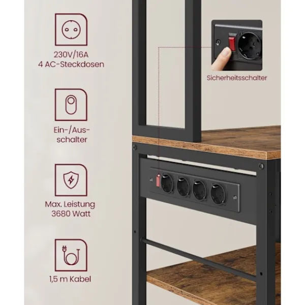 Rootz Living Köksö>Rootz Kitchen Shelf - Storage Rack - Organizer - Vintage Design - 40cm x 80 cm x 180,4 cm