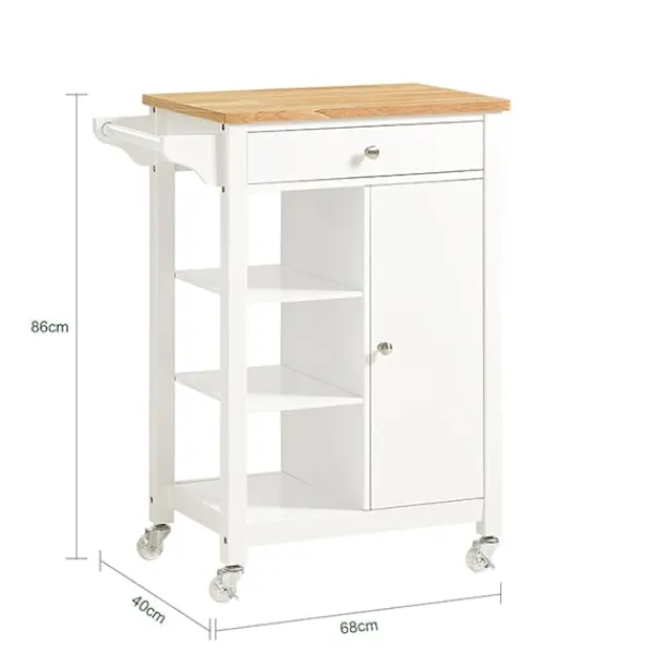 Rootz Living Köksö>Rootz Kitchen Trolley Cart - Serveringsvagn - Mobil köksö - Spånskiva & MDF-konstruktion - Mångsidig förvaring med låda, hyllor & handdukshållare - Ea | Fyndiq