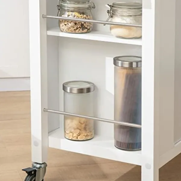 Rootz Living Köksö>Rootz Köksförvaringsvagnvagn med bänkskiva i rostfritt stål-Köksö Köksskåp Skåp Skänk på hjul