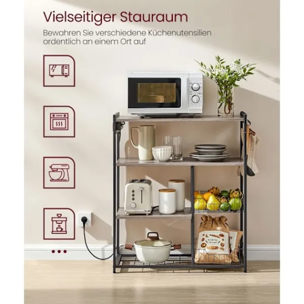 Rootz Living Köksö>Rootz kökshylla Greige fläckigt bläck Svart - Förvaringsställ - Spånskiva - Stål - Organisering - 35cm x 80cm x 93,5cm