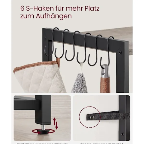 Rootz Living Köksö>Rootz kökshylla Greige fläckigt bläck Svart - Förvaringsställ - Spånskiva - Stål - Organisering - 35cm x 80cm x 93,5cm