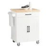 Rootz Living Köksö>Rootz köksvagn - Serveringsvagn - Mobil köksö - Reptålig topp av gummiträ - Justerbara hyllor - Lätt rörlighet med låsbara hjul - 74,5 cm x 91 cm x 45 | Fyndiq