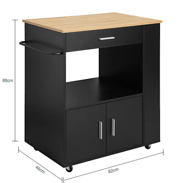 Rootz Living Köksö>Rootz Köksvagn - Skänk - Serveringsvagn - Köksö - Mobil förvaringsenhet med handdukshållare - 82cm x 88cm x 46cm