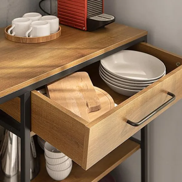 Rootz Living Köksö>Rootz Kommod Kitchen Island - Hallgarderob - Köksskåp - Rymlig förvaring - Robust metallstomme - Justerbara fötter - 120cm x 90cm x 45cm
