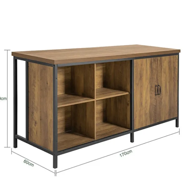 Rootz Living Köksö>Rootz Kommodebuffé - Köksö - Köksskåp - Mångsidig förvaring - Justerbar hylla - Rymlig design - MDF och metallram - 170cm x 89cm x 60cm