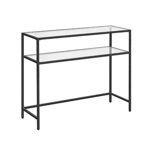 Rootz Living Småbord>Rootz Konsolbord - Konsolbord med 2 hyllor - Entrébord - Hallbord - Soffbord - Modernt konsolbord - Industriell hallbord - Accentbord - Metall - Glas | Fyndiq