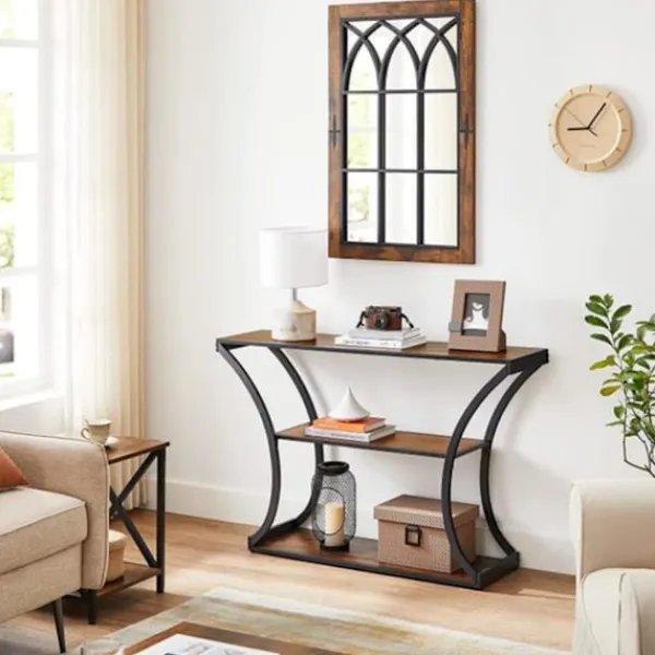 Rootz Living Sideboards>Rootz Konsolbord - Skänk - Sidobord - Industriellt - Brun - Svart - Bearbetat trä - Metall - 120 x 30 x 80 cm