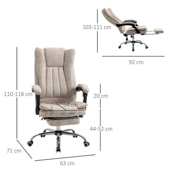 Rootz Living Kontorsmöbler>Rootz kontorsstol - datorstol - snurrstol - med fotstöd - 63 cm x 71 cm x 118 cm