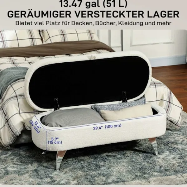 Rootz Living Kistor & Koffertar>Rootz lagringsbänk - Uppbyggd sittplats - Ottoman Bänk - Handy Storage - 114 cm x 47 cm x 46,5 cm