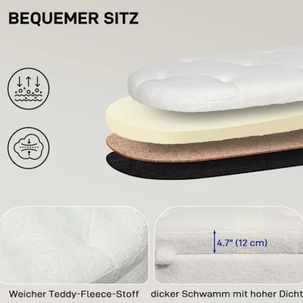 Rootz Living Kistor & Koffertar>Rootz lagringsbänk - Uppbyggd sittplats - Ottoman Bänk - Handy Storage - 114 cm x 47 cm x 46,5 cm