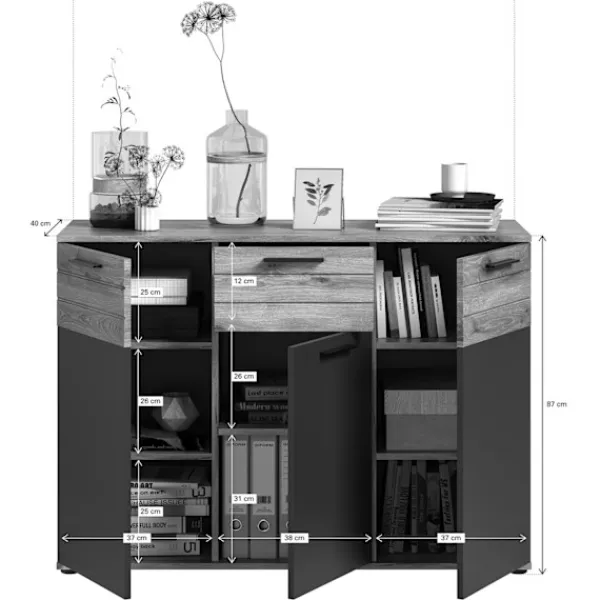 Rootz Living Sideboards>Rootz Mason Chest of Drawers - Wood Cabinet - Sideboard - Highboard - Rymlig förvaring - 120 cm x 87 cm x 40 cm