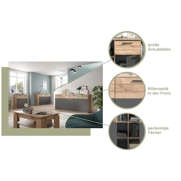 Rootz Living Sideboards>Rootz Mason Chest of Drawers - Wood Cabinet - Sideboard - Highboard - Rymlig förvaring - 120 cm x 87 cm x 40 cm