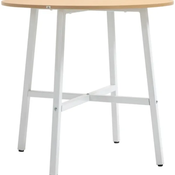 Rootz Living Matbord>Rootz matbord - Runt köksbord - Modern stil - Bordsskiva i trä - Stabila metallben - 80 cm x 76 cm - Naturträ & Vit