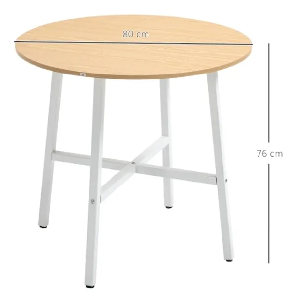 Rootz Living Matbord>Rootz matbord - Runt köksbord - Modern stil - Bordsskiva i trä - Stabila metallben - 80 cm x 76 cm - Naturträ & Vit