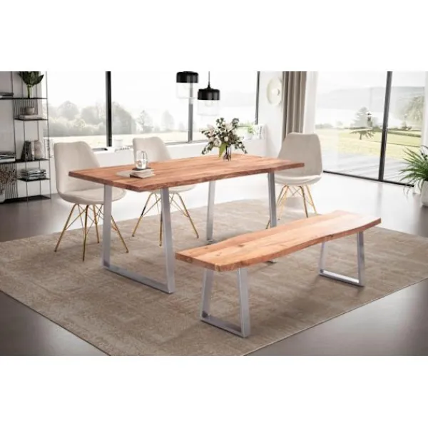 Rootz Living Matbord>Rootz Matbord i massivt akaciaträ - Köksbord - Rektangulärt bord - Handgjorda - Unik naturlig kant - Justerbar höjd - 180cm x 90cm x 76cm