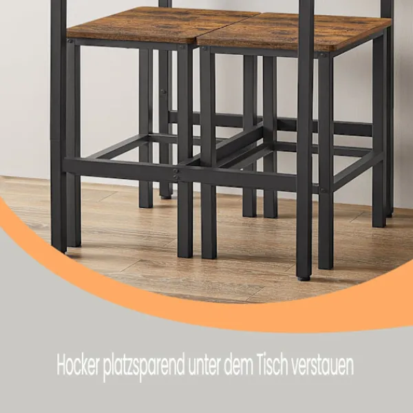 Rootz Living Matgrupper>Rootz matbord set med stolar - barbord - 2 pallar - rymdbesparande design - 60x60x90 cm tabell, 30x40x65cm pallar