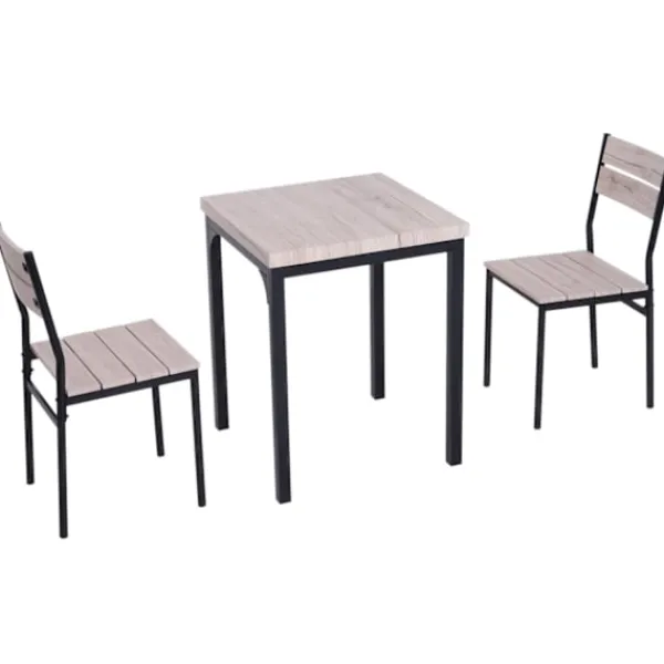 Rootz Living Matgrupper>Rootz matbordsset - 3-delat - 1 matbord - 2 matstolar - MDF - metall - trälook - svart
