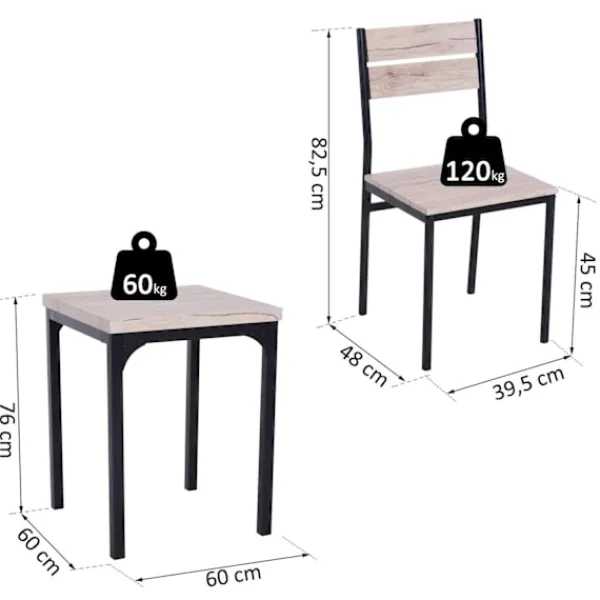 Rootz Living Matgrupper>Rootz matbordsset - 3-delat - 1 matbord - 2 matstolar - MDF - metall - trälook - svart