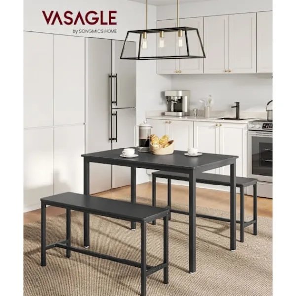 Rootz Living Matgrupper>Rootz Matbordsset - Spånbord - Stålbänk - Modernt - 70cm x 110cm x 75cm