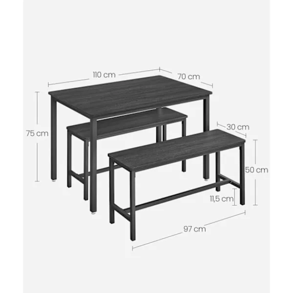 Rootz Living Matgrupper>Rootz Matbordsset - Spånbord - Stålbänk - Modernt - 70cm x 110cm x 75cm