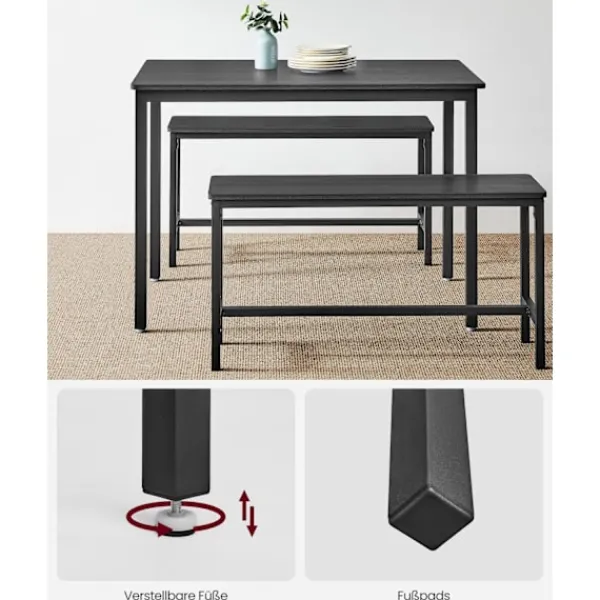Rootz Living Matgrupper>Rootz Matbordsset - Spånbord - Stålbänk - Modernt - 70cm x 110cm x 75cm