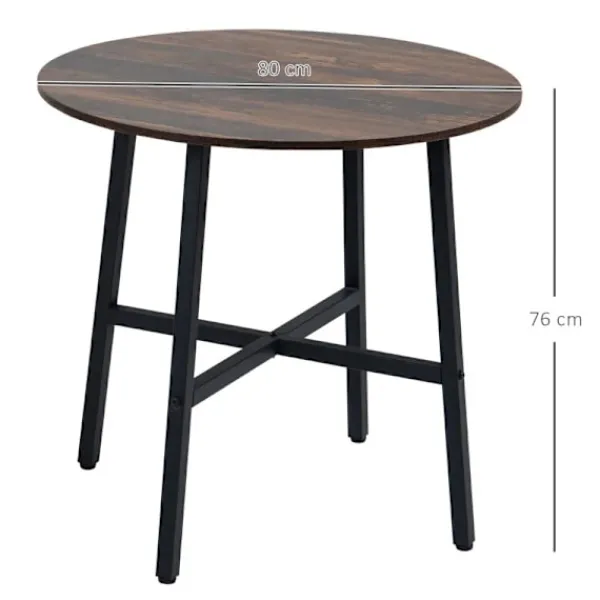 Rootz Living Matbord>Rootz Matsalsbord - Industriell stil - Köksbord - Runt med stålben - Rustik brun - Φ80 x 76H cm