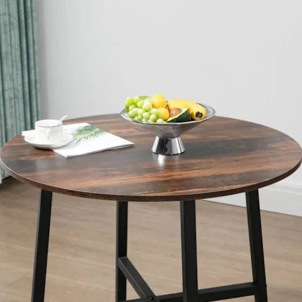Rootz Living Matbord>Rootz Matsalsbord - Industriell stil - Köksbord - Runt med stålben - Rustik brun - Φ80 x 76H cm