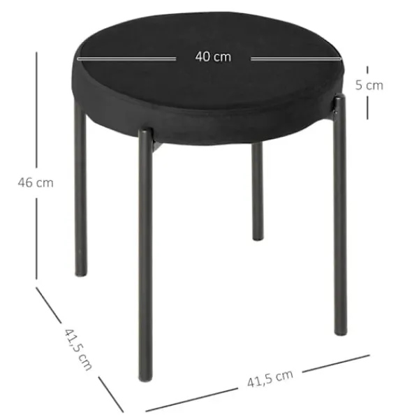 Rootz Living Pallar>Rootz matsalsstolar - Mjuk stoppning - Accentstol - Tunna metallben - Ergonomisk design - 4 stapelbara pallar - Velvet Touch Polyestertyg-stål - Svart | Fyndiq