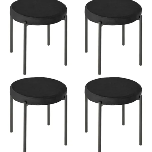 Rootz Living Pallar>Rootz matsalsstolar - Mjuk stoppning - Accentstol - Tunna metallben - Ergonomisk design - 4 stapelbara pallar - Velvet Touch Polyestertyg-stål - Svart | Fyndiq