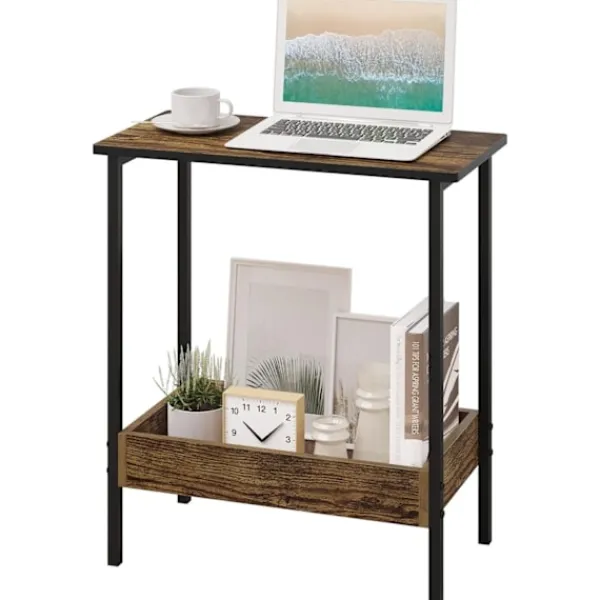 Rootz Living Småbord>Rootz metall sidobord - Trä soffbord - Kompakt gavelbord - Praktisk förvaringslösning - 50cm x 55cm x 25cm