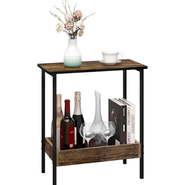 Rootz Living Småbord>Rootz metall sidobord - Trä soffbord - Kompakt gavelbord - Praktisk förvaringslösning - 50cm x 55cm x 25cm