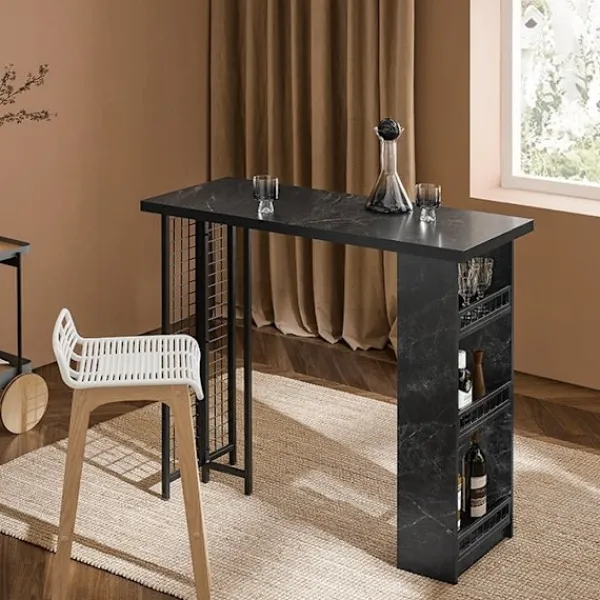 Rootz Living Matbord>Rootz Modern Bar Table - Köksbord - Matbord - Stabil MDF & Metallram - Justerbara fötter - Rymlig förvaring - 120cm x 105cm x 50cm
