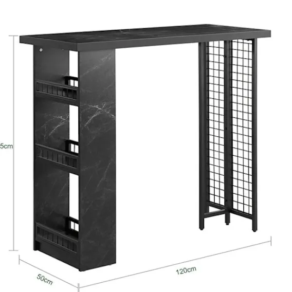 Rootz Living Matbord>Rootz Modern Bar Table - Köksbord - Matbord - Stabil MDF & Metallram - Justerbara fötter - Rymlig förvaring - 120cm x 105cm x 50cm