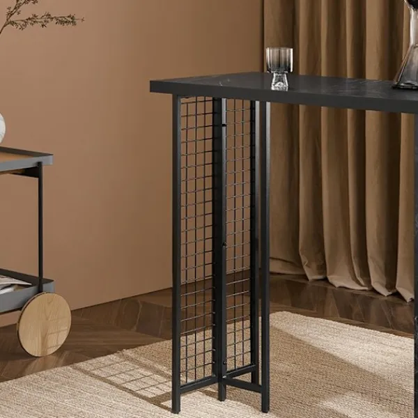 Rootz Living Matbord>Rootz Modern Bar Table - Köksbord - Matbord - Stabil MDF & Metallram - Justerbara fötter - Rymlig förvaring - 120cm x 105cm x 50cm
