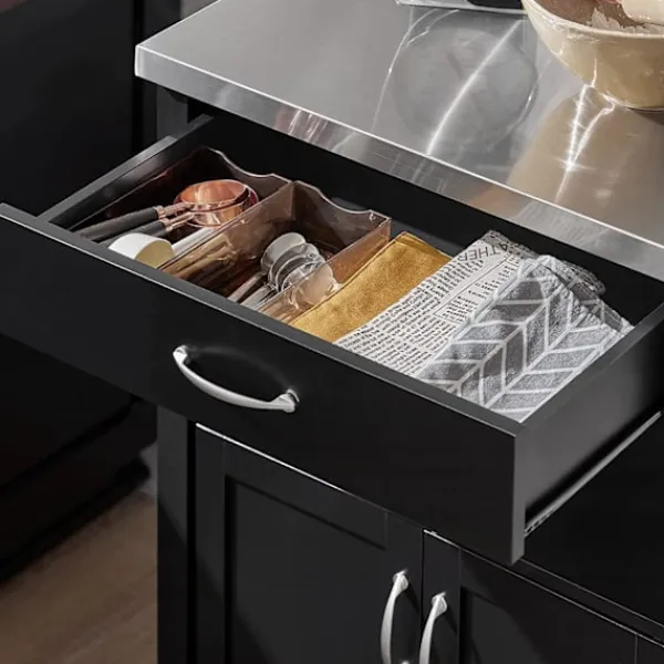Rootz Living Köksö>Rootz Modern Köksvagn - Vagn Förvaringsvagn - Serveringsvagnar - Köksskåp med bänkskiva i rostfritt stål