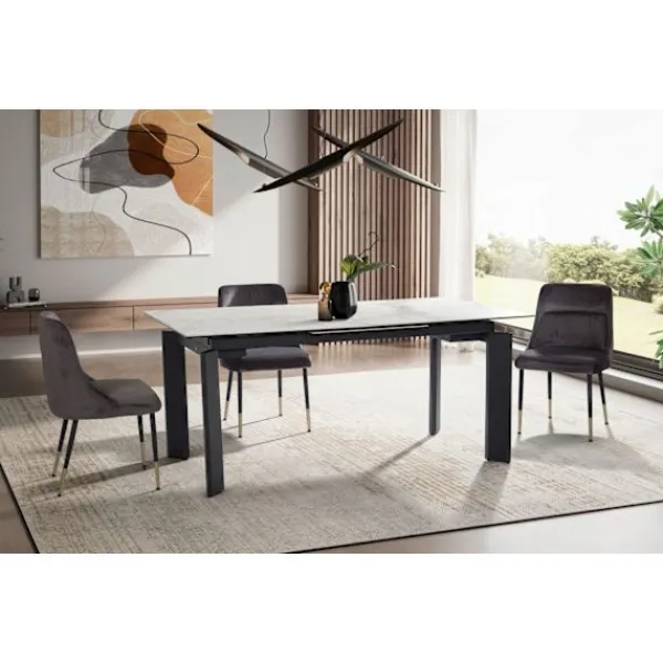 Rootz Living Matbord>Rootz Modern Large Matsalsbord - Rektangulärt marmorlook - Utdragbart bord - Plats för 10 - 180-240cm x 95cm x 77cm